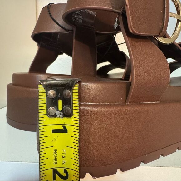 Torrid Platform Gladiator Sandals Chunky Fisherman Brown Ankle Strap Sandals - Picture 14 of 15